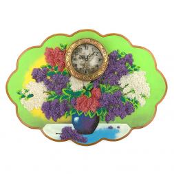 Часы с картиной &amp;quot;Сирень на столе&amp;quot; 66х48 см рисунок каменная крошка