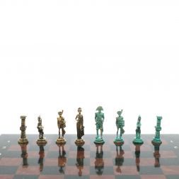 Шахматы &amp;quot;Отечественная война 1812 г. &amp;quot; фигуры бронза / патина 40х40 см лемезит