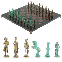 Шахматы &amp;quot;Отечественная война 1812 г. &amp;quot; фигуры бронза / патина 40х40 см лемезит