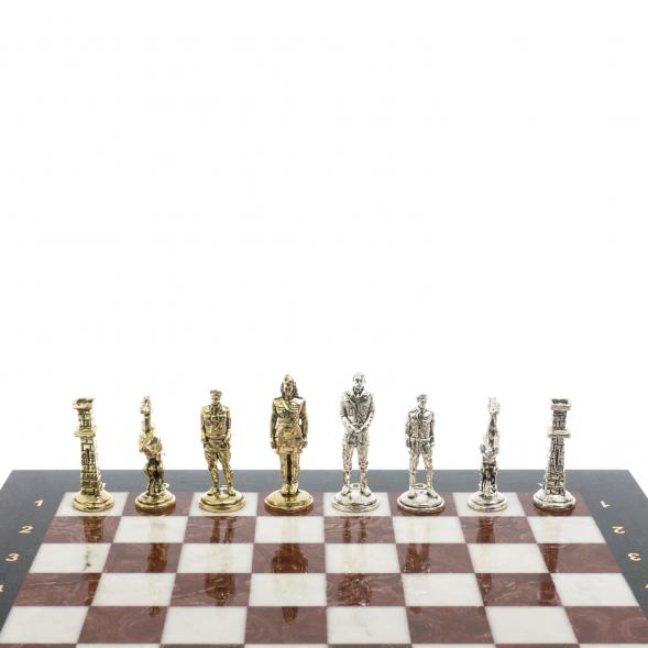 Шахматы подарочные &amp;quot;Великая Отечественная война&amp;quot; из лемезита и мрамора доска 40х40 см 129838