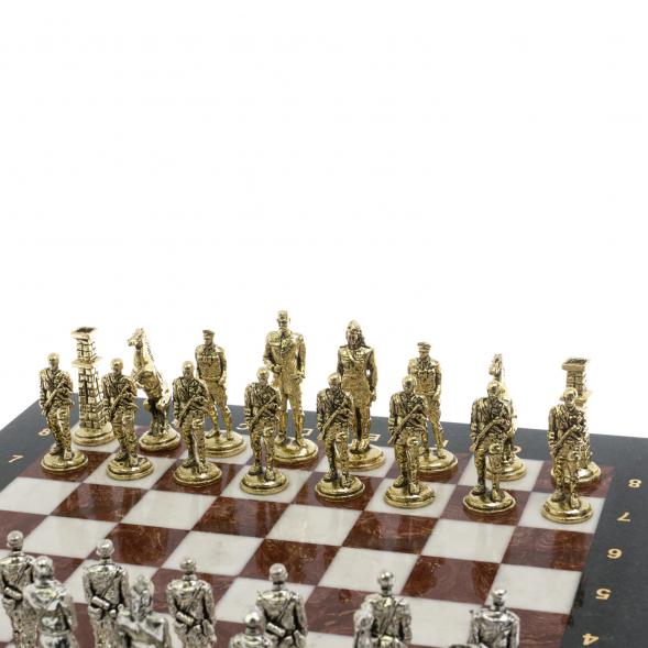 Шахматы подарочные &amp;quot;Великая Отечественная война&amp;quot; из лемезита и мрамора доска 40х40 см 129838