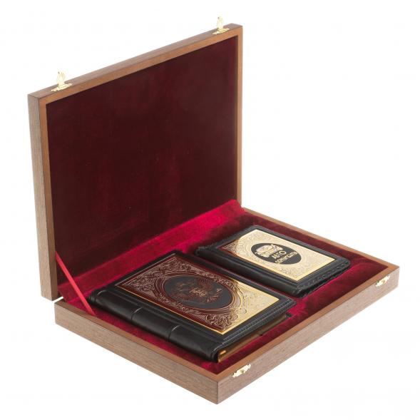 Подарочный набор &amp;quot;Автомобилист&amp;quot; обложка для автодокументов и ежедневник из черной кожи 122404