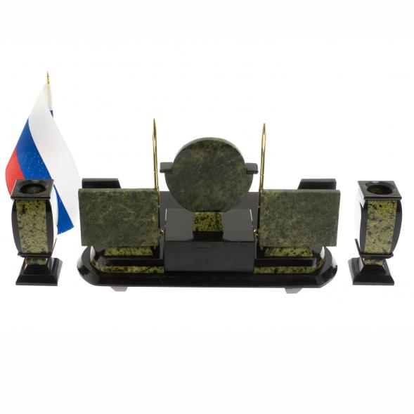 Письменный набор &amp;quot;Престиж&amp;quot; с символикой России камень змеевик 113252