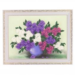 Картина с рисунком из камня "Натюрморт сирень" багет 24х34 см