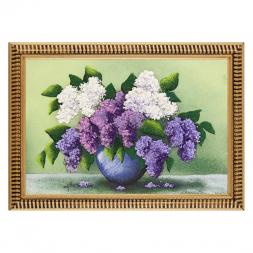 Картина с рисунком из камня "Натюрморт сирень" багет 24х34 см