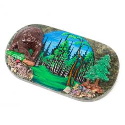 Панно настенное &amp;quot;Медведь&amp;quot; змеевик