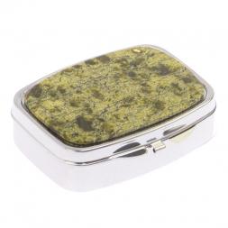 Таблетница на 2 отделения камень змеевик цвет серебро