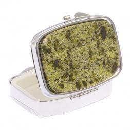 Таблетница на 2 отделения камень змеевик цвет серебро