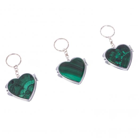 Складное зеркало брелок из малахита Сердце 126672
