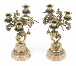 Канделябры из бронзы и камня креноид "Колибри"