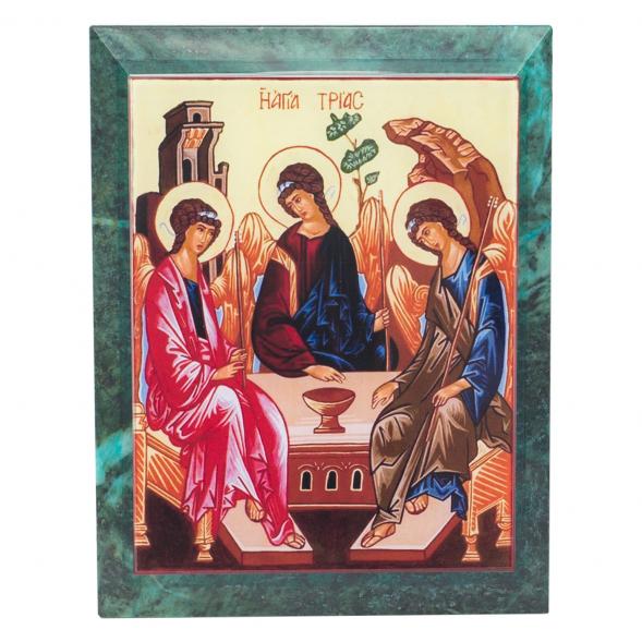 Икона настенная Святая Троица змеевик 14х18х1,2 см 118918