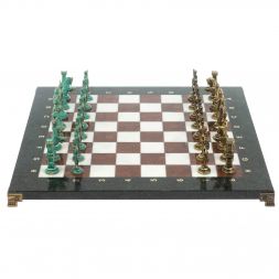 Шахматы &amp;quot;Отечественная война 1812 г. &amp;quot; фигуры бронза / патина 40х40 см мрамор лемезит