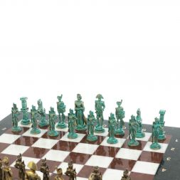 Шахматы &amp;quot;Отечественная война 1812 г. &amp;quot; фигуры бронза / патина 40х40 см мрамор лемезит