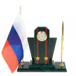 Настольный набор &amp;quot;Погон подполковник ВС&amp;quot; змеевик