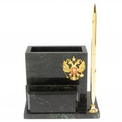 Карандашница с визитницей из змеевка