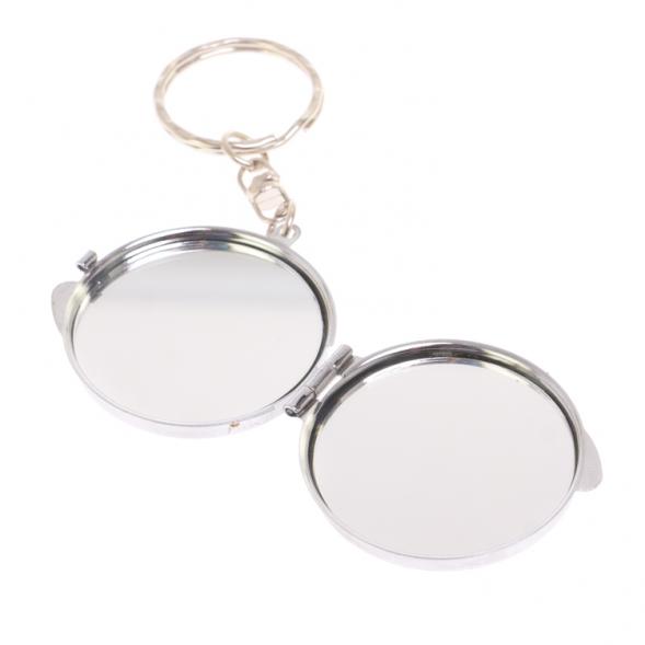 Складное зеркало брелок из родонита круглое 126601