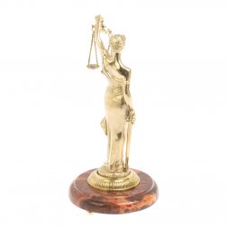 Бронзовая статуэтка "Фемида" на подставке из яшмы