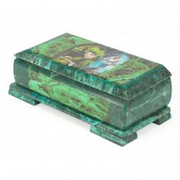 Шкатулка &amp;quot;Хозяйка медной горы&amp;quot; с иллюстрацией под малахит Кд3 24х11х8 см