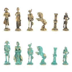 Шахматы &amp;quot;Отечественная война 1812 г. &amp;quot; фигуры бронза / патина 40х40 см серый мрамор