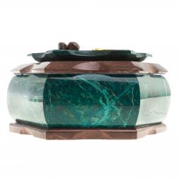 Шкатулка камень змеевик, креноид 14х8х8 см