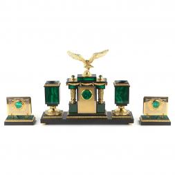 Настольный набор из малахита "Орел" Златоуст