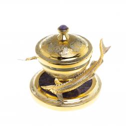 Икорница &amp;quot;Две стерлядки&amp;quot; камень чароит Златоуст