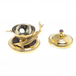 Икорница &amp;quot;Две стерлядки&amp;quot; камень чароит Златоуст