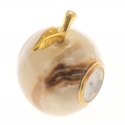 Часы «Яблоко» из бежевого оникса 5×6 см (2)