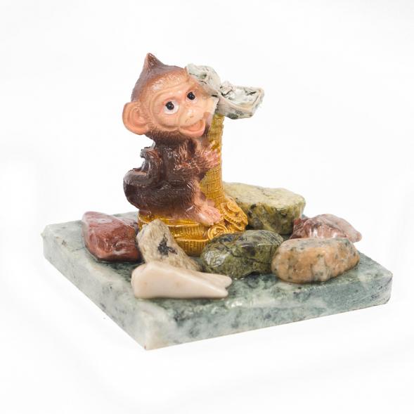 Сувенир &amp;quot;Обезьянка на пальме с деньгами №2&amp;quot; змеевик 116739