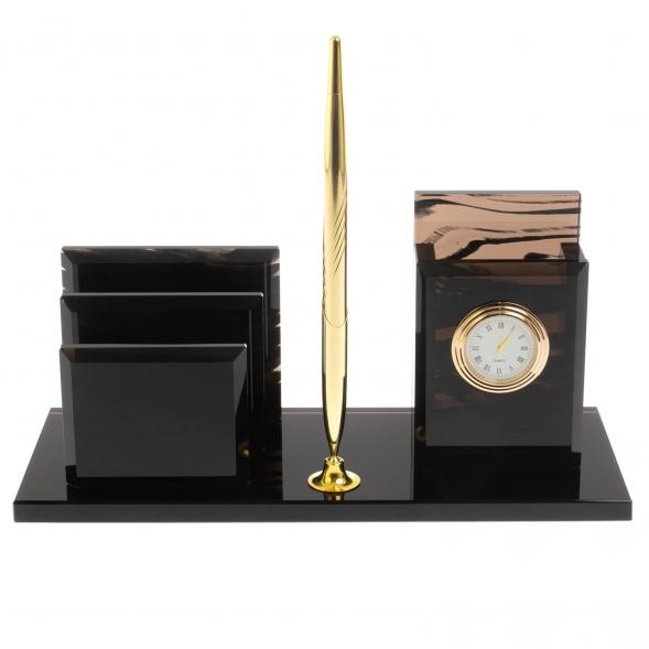 Настольный набор &amp;quot;Мэр&amp;quot; из черного обсидиана 126288