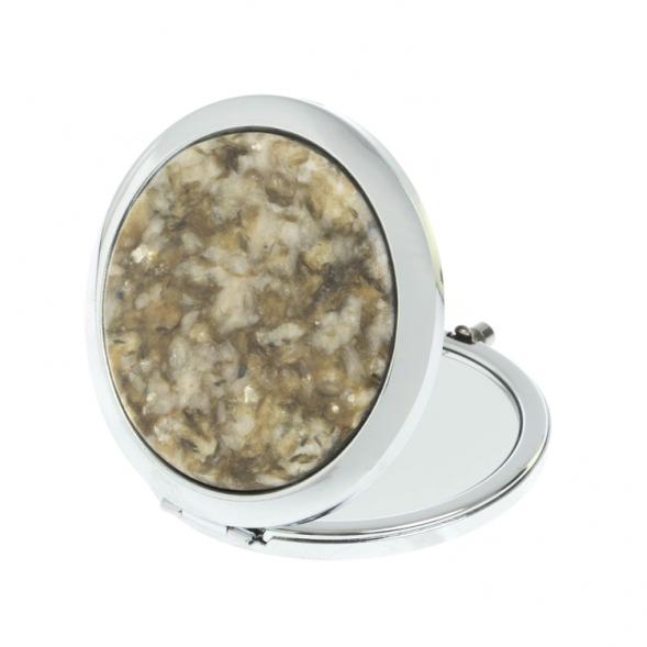 Зеркало карманное круглое из камня жельбертит цвет серебро 127775