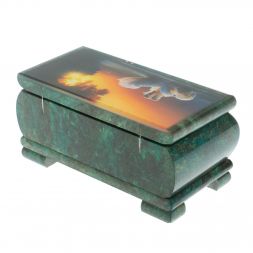 Шкатулка &amp;quot;Лебеди&amp;quot; из змеевика 16х8х7,5 см