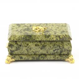 Шкатулка с ящерицей змеевик 13х8х5 см