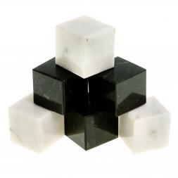 Камни для виски 6 кубиков микс черный змеевик, белый мрамор