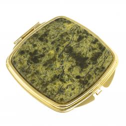 Зеркальце закругленное из змеевика цвет золото