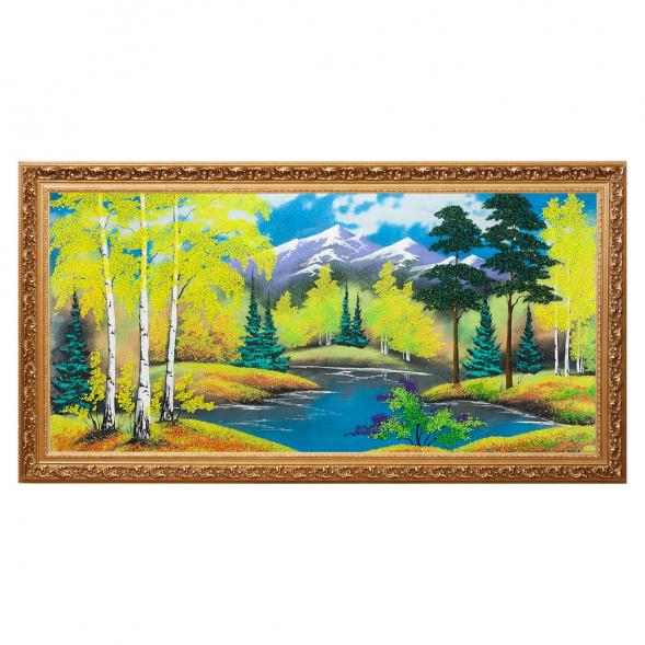 Картина &amp;quot;Осенний пейзаж&amp;quot; багет №7 47х87 см, каменная крошка 111844