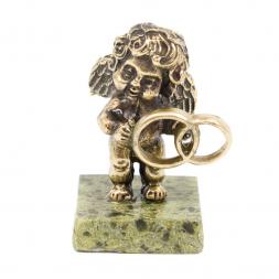 Статуэтка &amp;quot;Ангелочек с кольцами&amp;quot; бронза змеевик