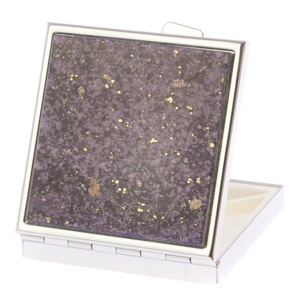 Таблетница на 4 отделения из фиолетового флюорита цвет серебро 125928