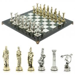 Шахматы &amp;quot;Олимпийские игры&amp;quot; доска 44х44 см из мрамора и змеевика