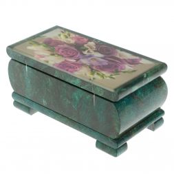 Шкатулка &amp;quot;Букет роз&amp;quot; из змеевика 16х8х7,5 см