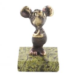 Сувенир из бронзы и змеевика "Мышонок"