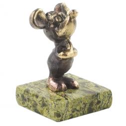Сувенир из бронзы и змеевика "Мышонок"
