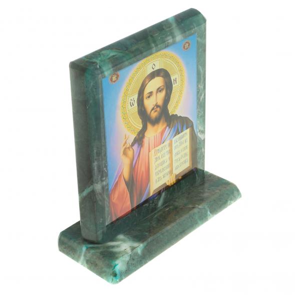 Икона настольная &amp;quot;Спаситель&amp;quot; камень змеевик 11,5х4,5х12 см 123190