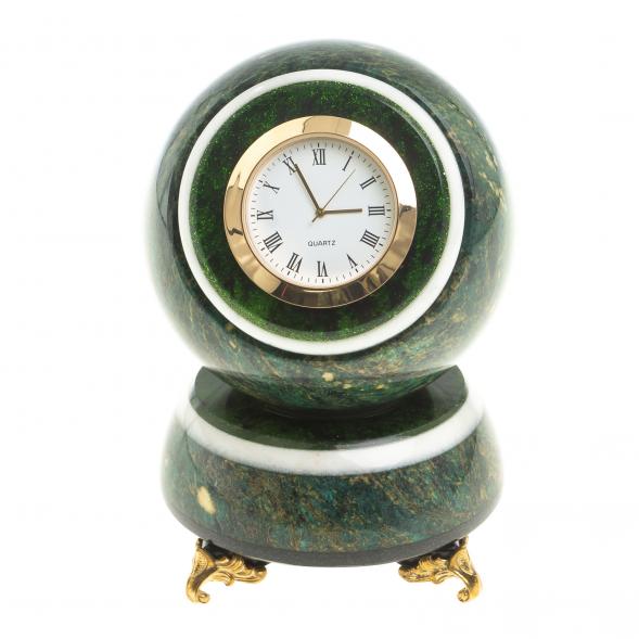 Часы Шар Антисресс из змеевика 8,5х8,5х12,5 см 117902