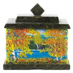 Шкатулка с рисунком из каменной крошки &amp;quot;Осень&amp;quot; 10,5х7х10 см