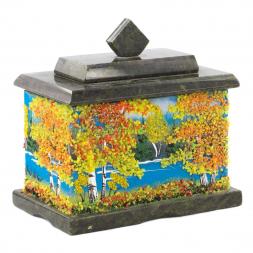 Шкатулка с рисунком из каменной крошки &amp;quot;Осень&amp;quot; 10,5х7х10 см