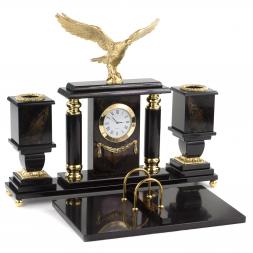 Письменный прибор "Орел" камень офиокальцит