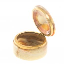 Шкатулка &amp;quot;Круглая&amp;quot; из оникса зелено-коричневая 7,6х5 см (3)