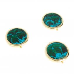 Зеркальце круглое из малахита с хризоколлой цвет золото