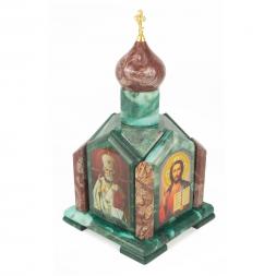 Шкатулка &amp;quot;Часовня&amp;quot; камень змеевик лемезит 14х14х25 см